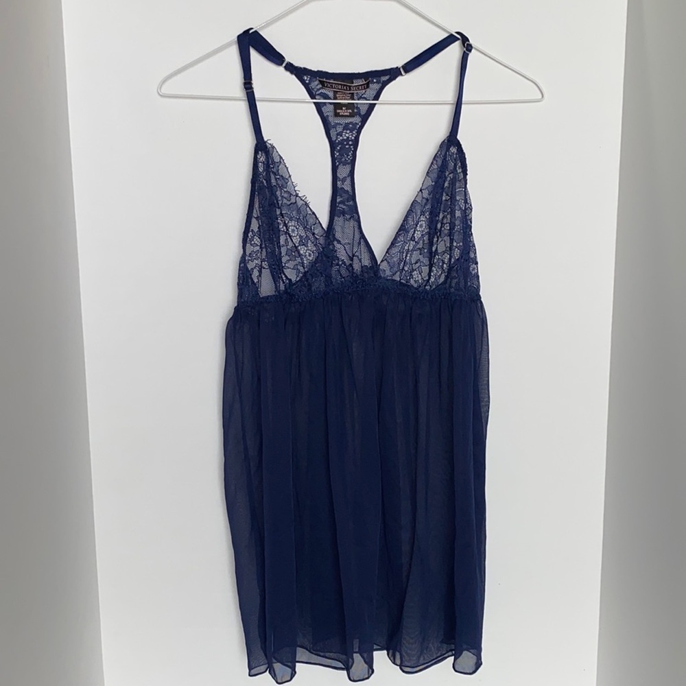 Victoria's Secret Navy Blue lace and sheer Camisole size Medium